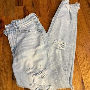 American Eagle Outfitters Light Blue Ripped Skinny Mom Jeans